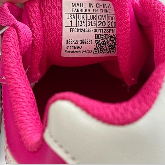 Kids Bright Pink Reebok Follow Brand Royal Classic Jogger Sneaker Sz 1 - Picture 2 of 6
